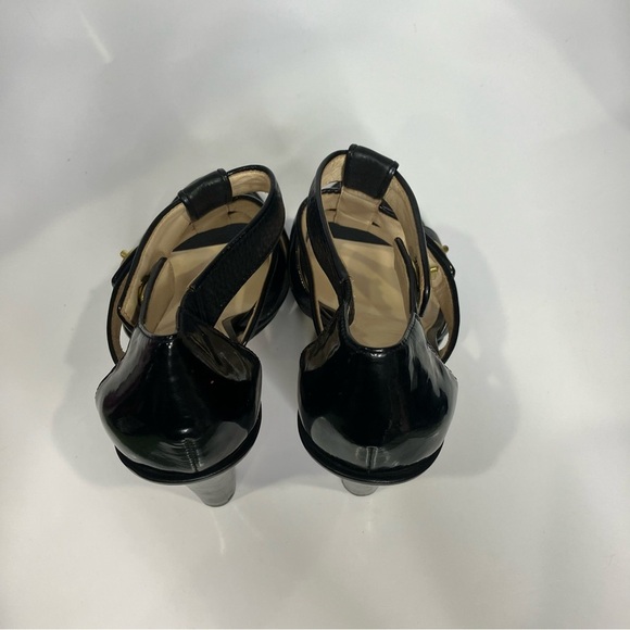 Coach Tamarah gladiator heels turn lock closures black leather size 10 luxury - Picture 5 of 7